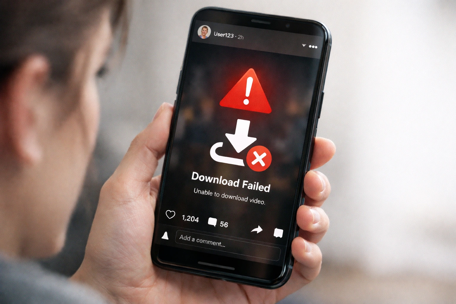 Instagram video not downloading error on mobile phone