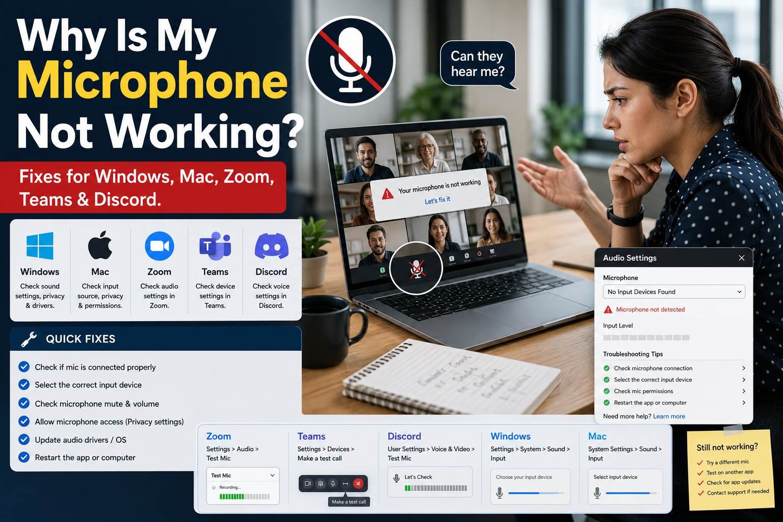 Why is my microphone not working: fixes for Windows, Mac, Zoom, Teams and Discord