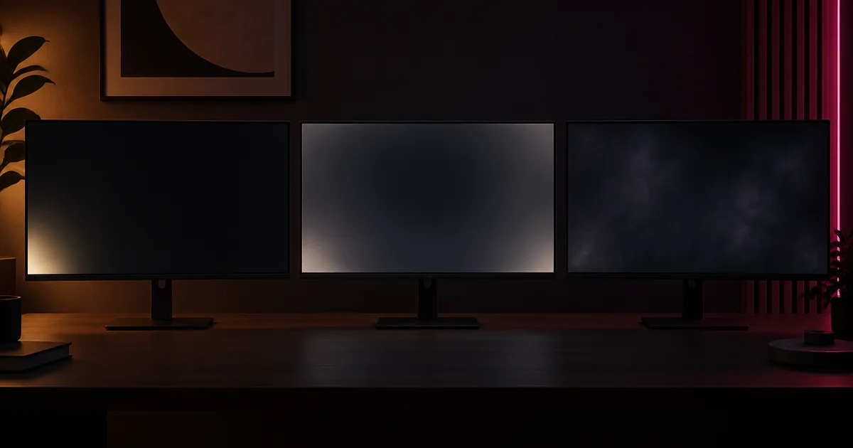 Illustrated monitor comparison showing edge backlight bleed, IPS glow and clouding